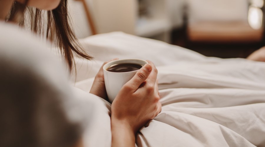 drinking coffee